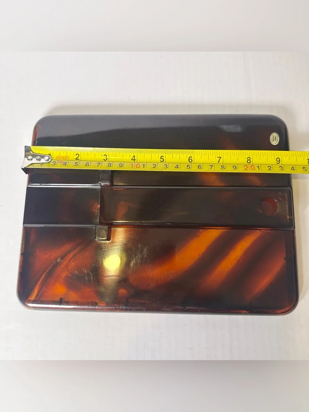 VTG Rare 70s Tortoiseshell Vanity Tabletop Hollywood Regency MCM MIRROR 7x9.25”